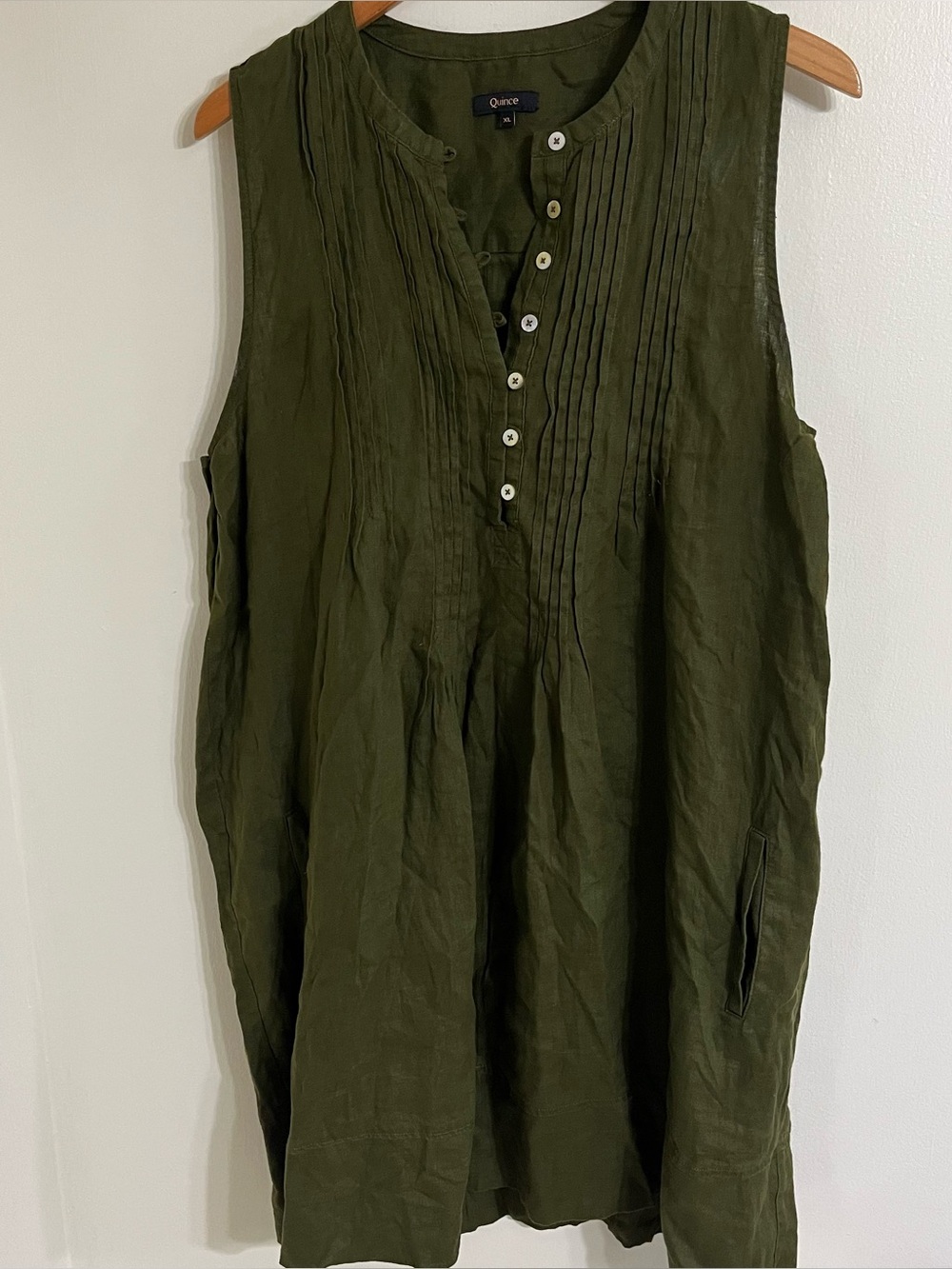 Quince dress linen swing women’s XL Olive Green
